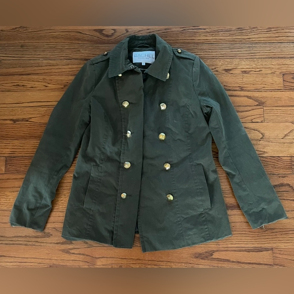 Rachel Roy Olive Green Goldtone Buttons Military Style Jacket Women’s Size Small - Picture 9 of 9